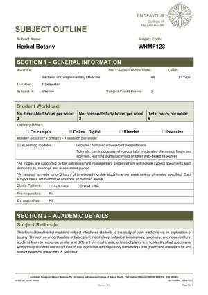 WHMF123 Herbal Botany Last Modified: 16-Apr-2021