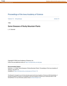 Some Diseases of Rocky Mountain Plants