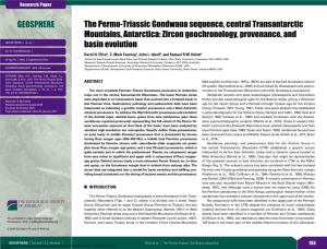 The Permo-Triassic Gondwana Sequence, Central Transantarctic Mountains, Antarctica: Zircon Geochronology, Provenance, and GEOSPHERE; V