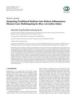 Integrating Traditional Medicine Into Modern Inflammatory Diseases Care: Multitargeting by Rhus Verniciflua Stokes