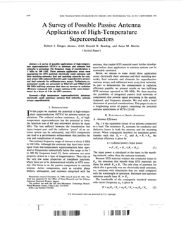 A Survey of Possible Passive Antenna Applications of High-Temperature Superconductors Robert J