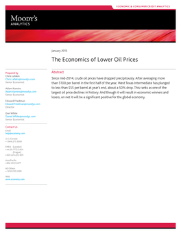 The Economics of Lower Oil Prices