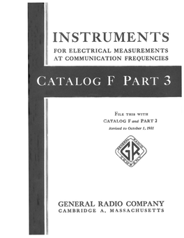 Instruments for Electrical Measurements at Communication Frequencies