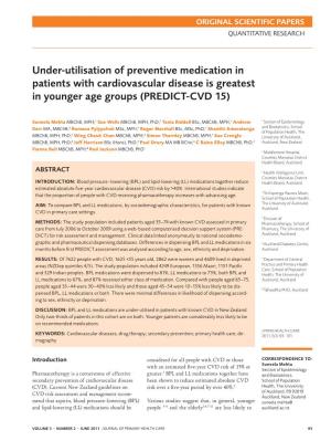 Under-Utilisation of Preventive Medication in Patients with Cardiovascular Disease Is Greatest in Younger Age Groups (PREDICT-CVD 15)