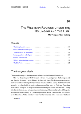 10 the Western Regions Under the Hsiung-Nu and The