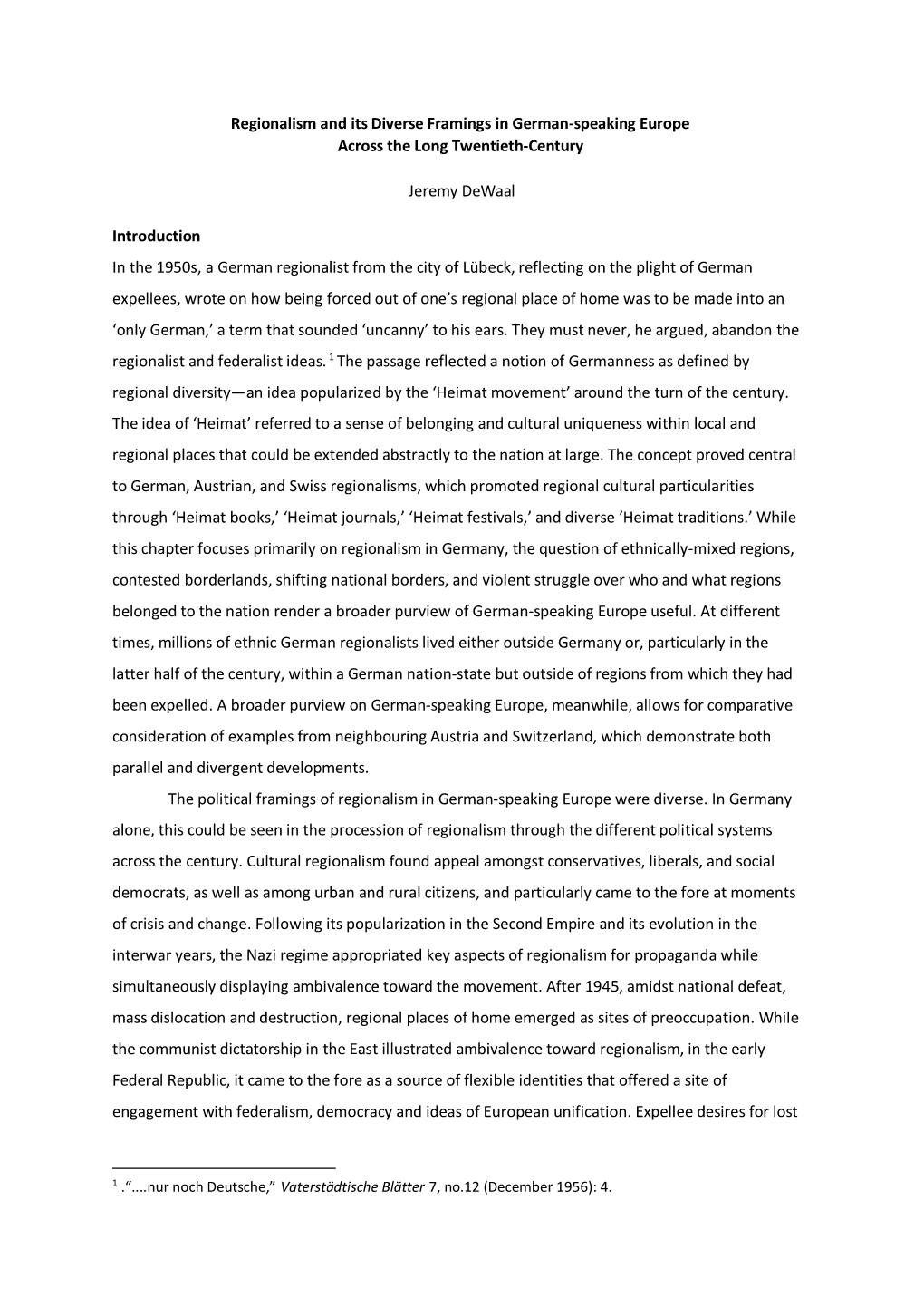 Regionalism and Its Diverse Framings in German-Speaking Europe Across ...