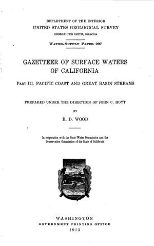 Gazetteer of Surface Waters of California