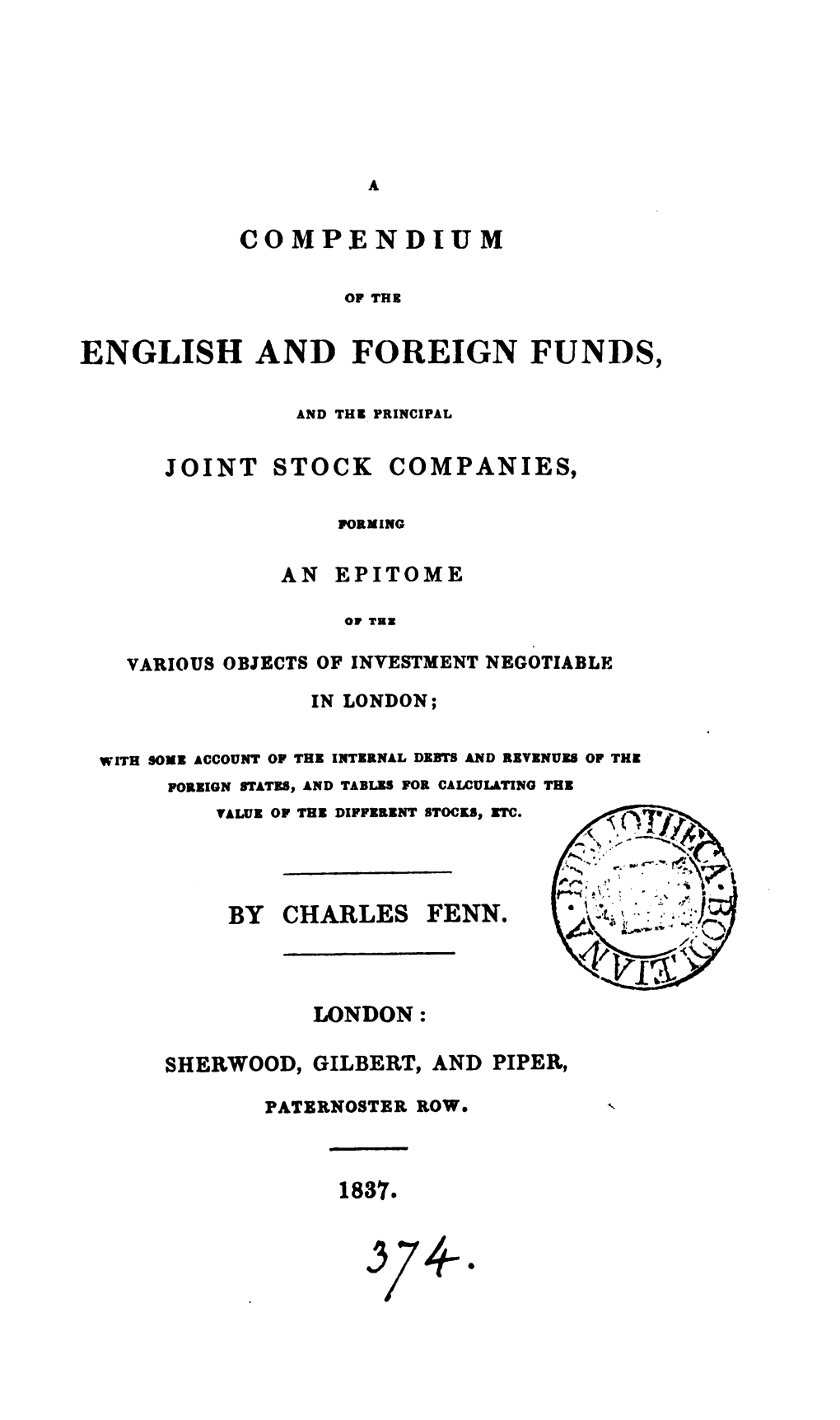 Fenn on the Funds 1St Edition 1837