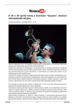 “Soundz”, Festival Internazionale Del Jazz