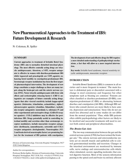 New Pharmaceutical Approaches to the Treatment of IBS: Future Development & Research