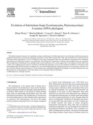 Evolution of Helotialean Fungi (Leotiomycetes, Pezizomycotina): a Nuclear Rdna Phylogeny