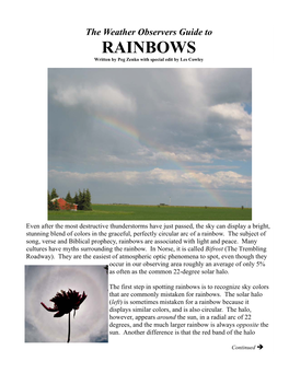 RAINBOWS Written by Peg Zenko with Special Edit by Les Cowley