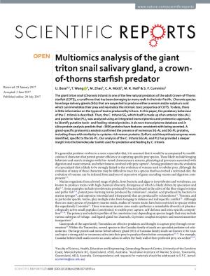 Multiomics Analysis of the Giant Triton Snail Salivary Gland, a Crown-Of