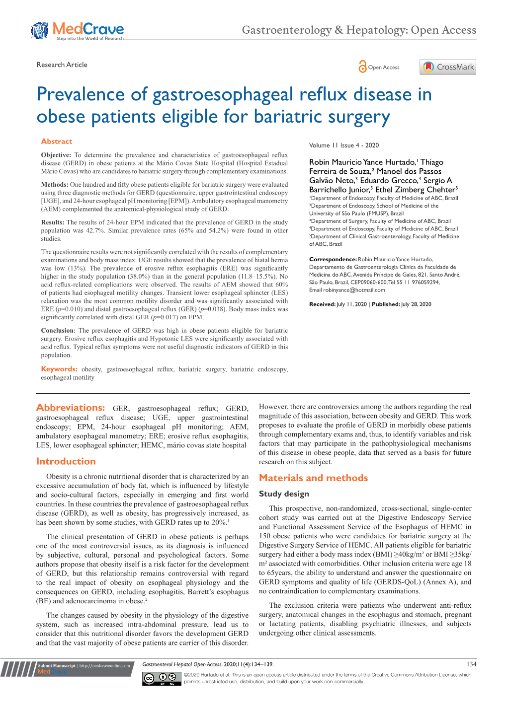 Prevalence of Gastroesophageal Reflux Disease in Obese Patients Eligible for Bariatric Surgery