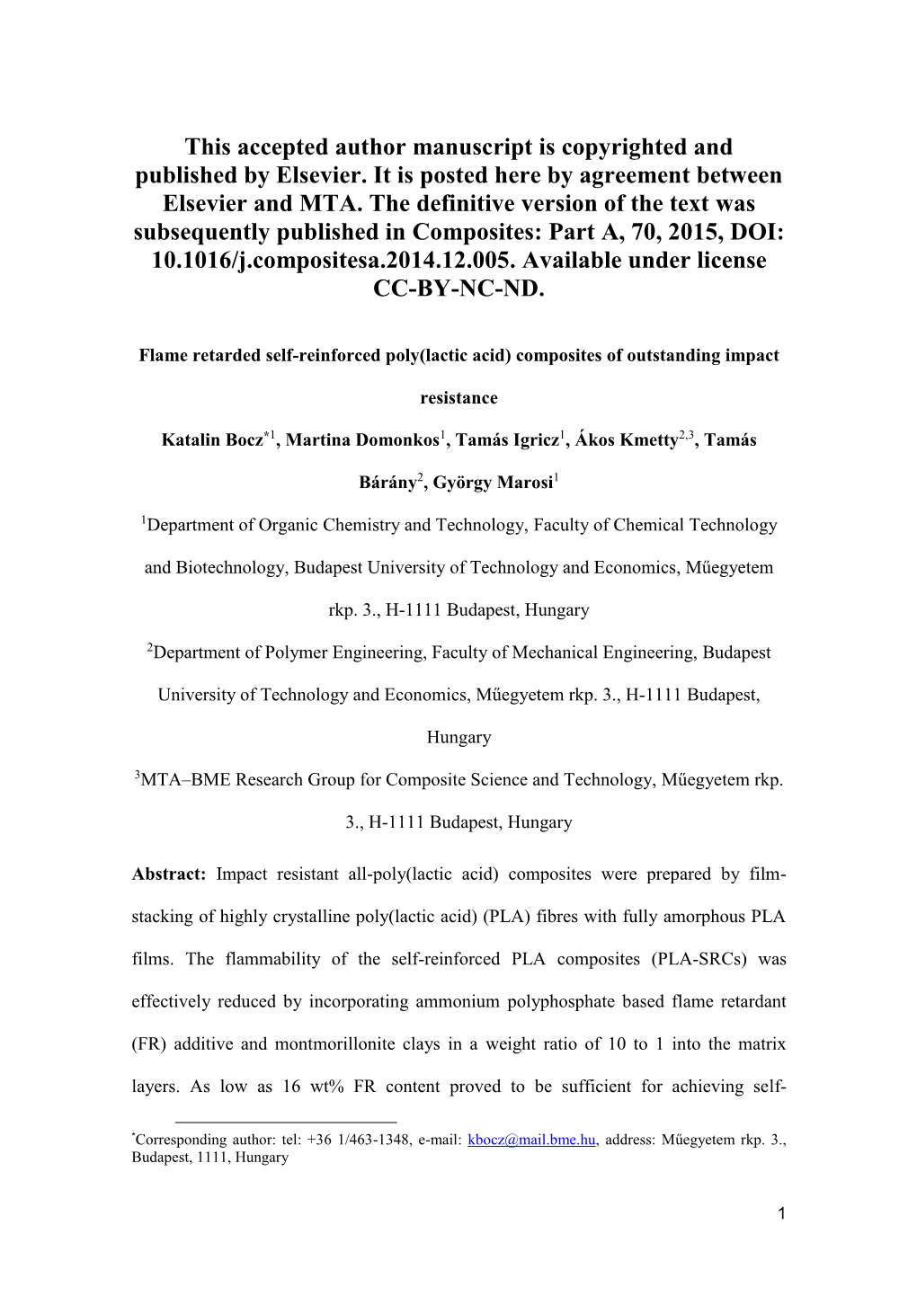 Flame Retardancy of Thermoplastic Starch Based Biocomposites