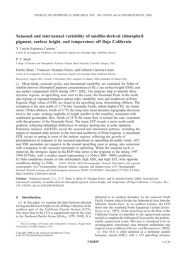 Seasonal and Interannual Variability of Satellite-Derived Chlorophyll Pigment, Surface Height, and Temperature Off Baja California T