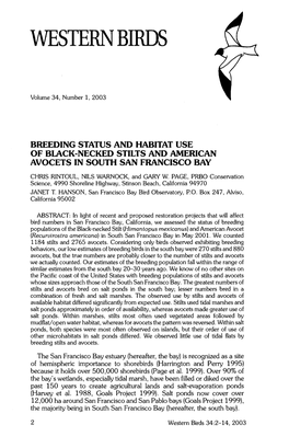 Breeding Status and Habitat Use of Black-Necked Stilts and American Avocets in South San Francisco Bay