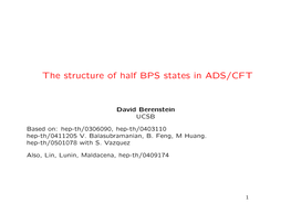 The Structure of Half BPS States in ADS/CFT