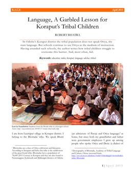 Language, a Garbled Lesson for Koraput's Tribal Children