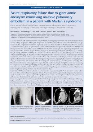 Acute Respiratory Failure Due to Giant Aortic Aneurysm Mimicking Massive Pulmonary Embolism in a Patient with Marfan's Syndr