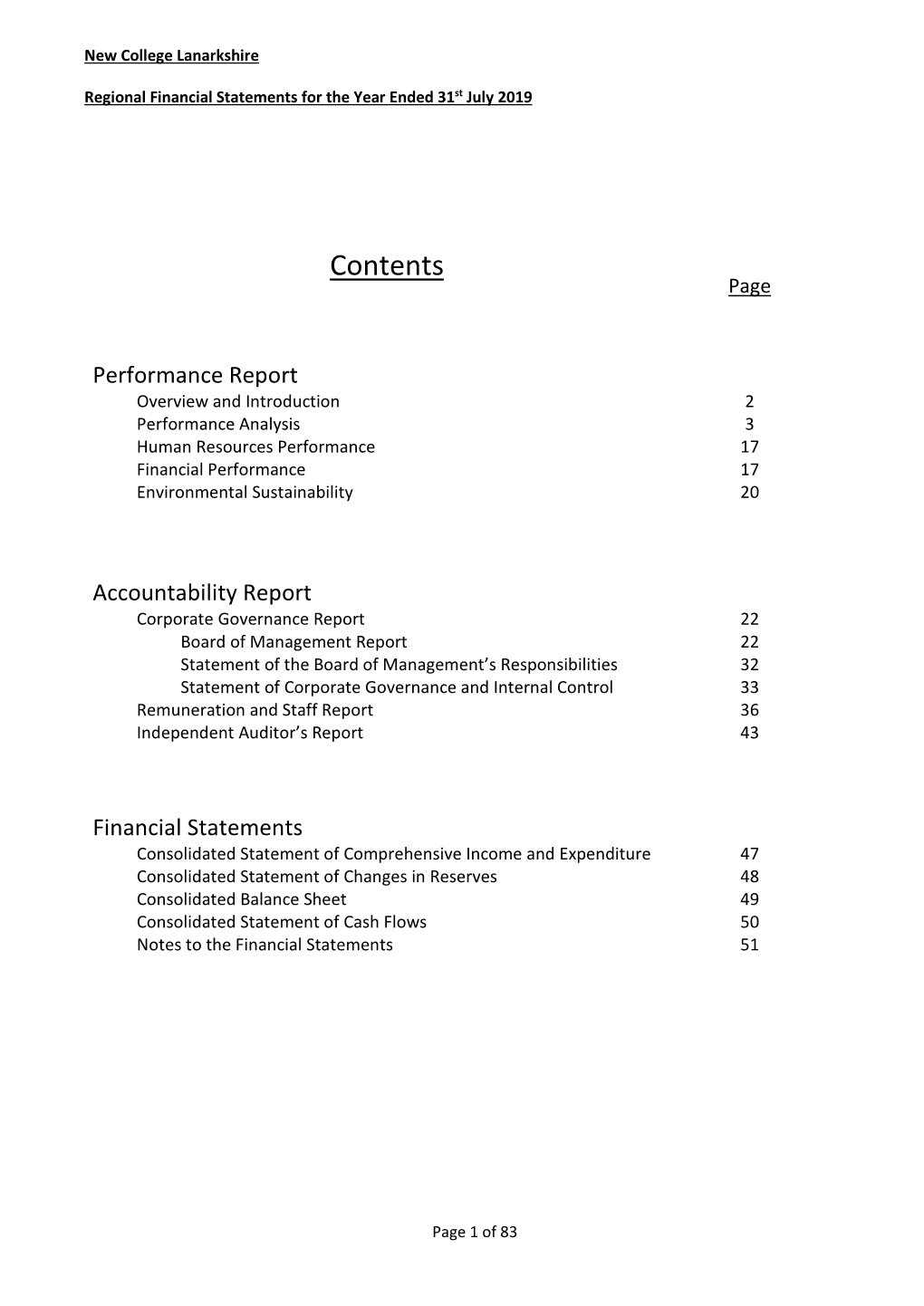 New College Lanarkshire Consolidated Accounts 2018-19