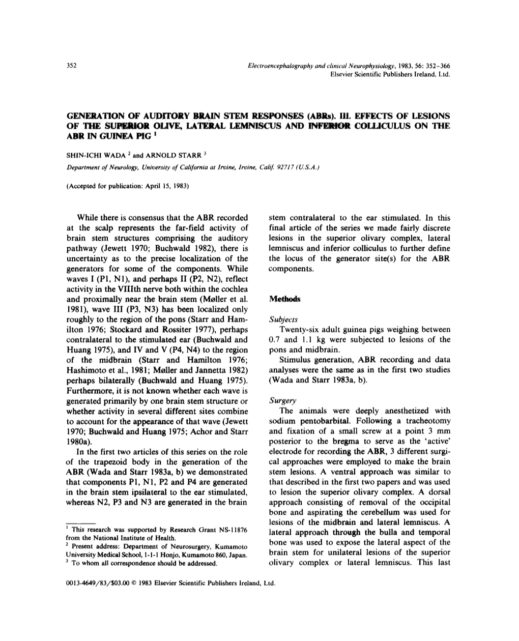 LEMNISCUS and ~ COLLICULUS on the ABR in GUINEA Pig L