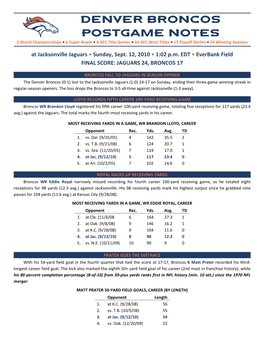 Denver Broncos POSTGAME Notes