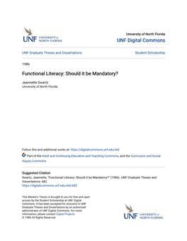Functional Literacy: Should It Be Mandatory?