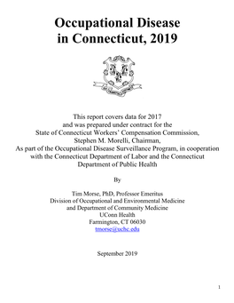 Occupational Disease in Connecticut, 2019