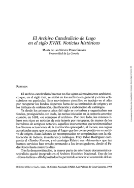 El Archivo Catedralicio De Lugo En El Siglo XVIII. Noticias Históricas 189