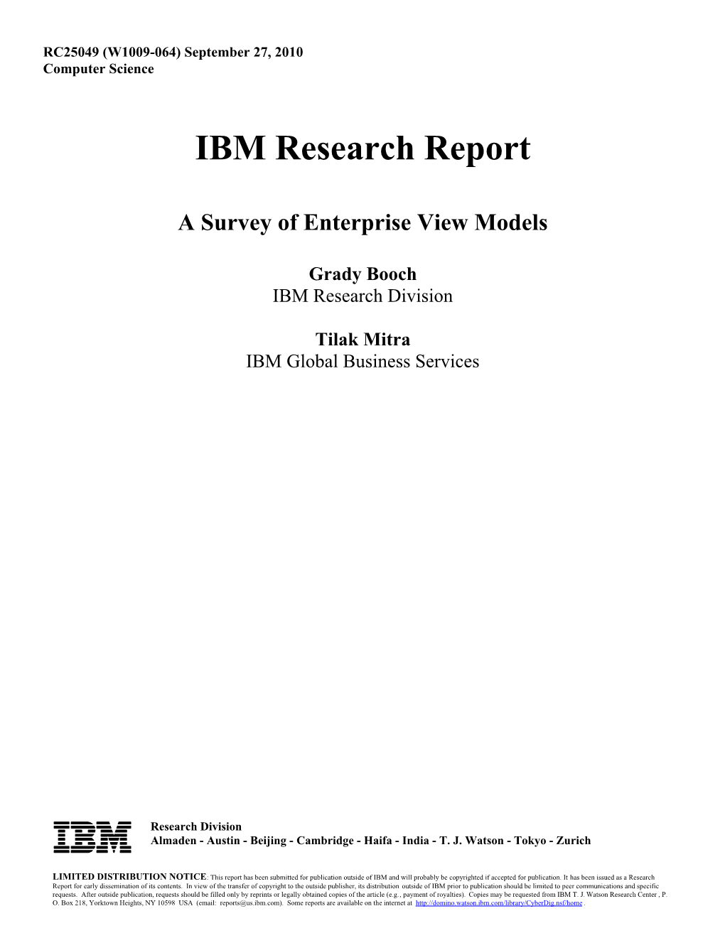 A Survey of Enterprise View Models
