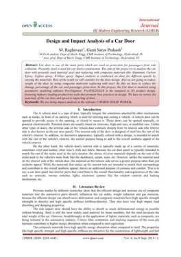 Design and Impact Analysis of a Car Door. In