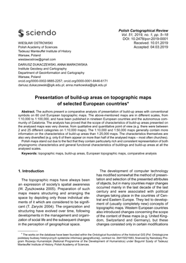 Presentation of Build-Up Areas on Topographic Maps of Selected European Countries*
