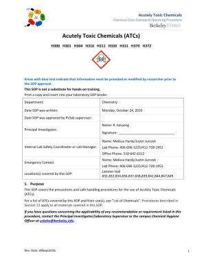 Acutely Toxic Chemicals Chemical Class Standard Operating Procedure