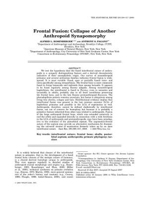 Frontal Fusion: Collapse of Another Anthropoid Synapomorphy