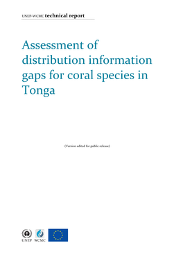 Assessment of Distribution Information Gaps for Coral Species in Tonga