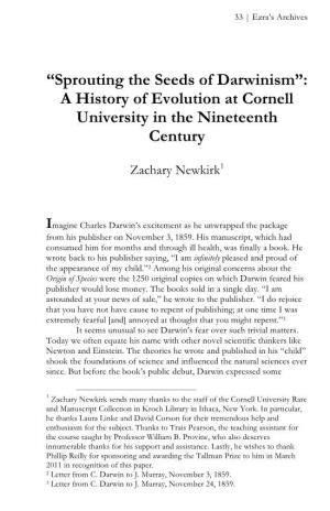 “Sprouting the Seeds of Darwinism”: a History of Evolution at Cornell University in the Nineteenth Century