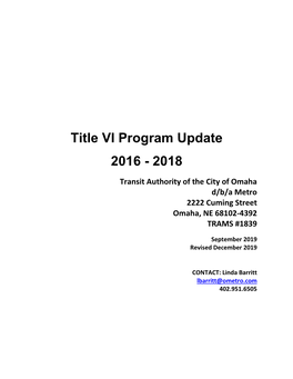 Metro Transit – Title VI Plan Update 2019