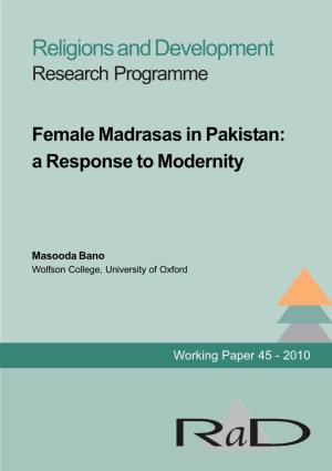Female Madrasas in Pakistan: a Response to Modernity