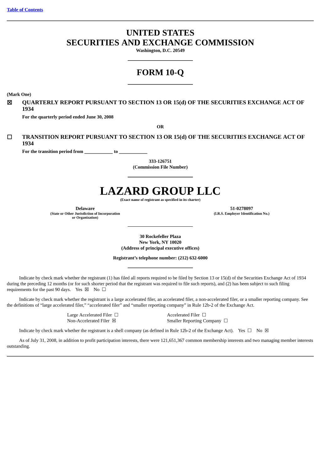 LAZARD GROUP LLC (Exact Name of Registrant As Specified in Its Charter)
