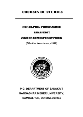 Department of Sanskrit Gangadhar Meher University, Sambalpur, Odisha-768004