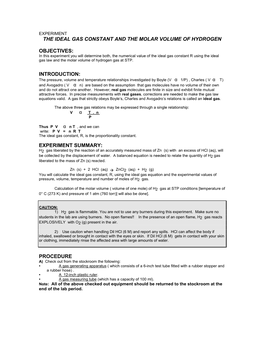 Ideal Gas Constant and Molar Volume of Hydrogen