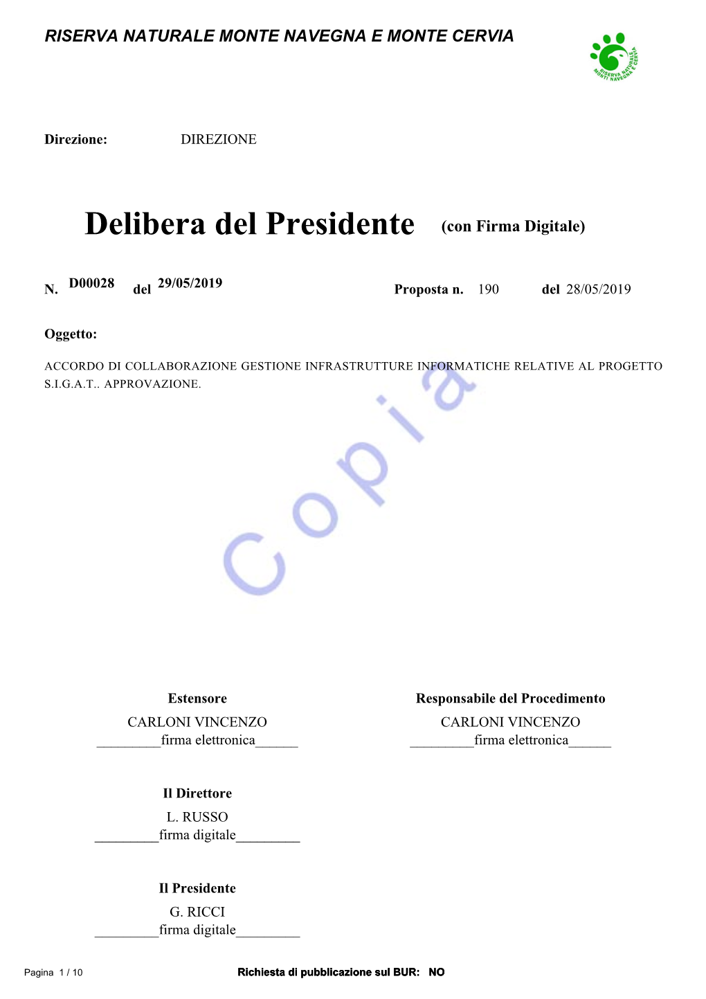 Delibera Del Presidente (Con Firma Digitale)