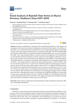 Trend Analysis of Rainfall Time Series in Shanxi Province, Northern China (1957–2019)