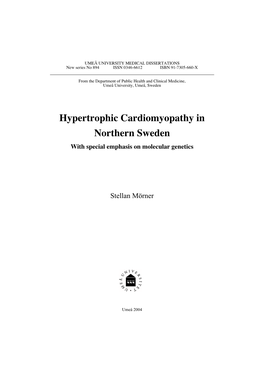 Hypertrophic Cardiomyopathy in Northern Sweden with Special Emphasis on Molecular Genetics