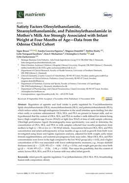 Satiety Factors Oleoylethanolamide, Stearoylethanolamide, and Palmitoylethanolamide in Mother's Milk Are Strongly Associated W
