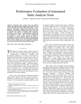 Evaluation of Automated Static Analysis Tools Cathleen L