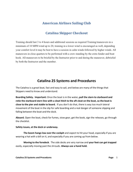 Catalina 25 Systems and Procedures Ver 2