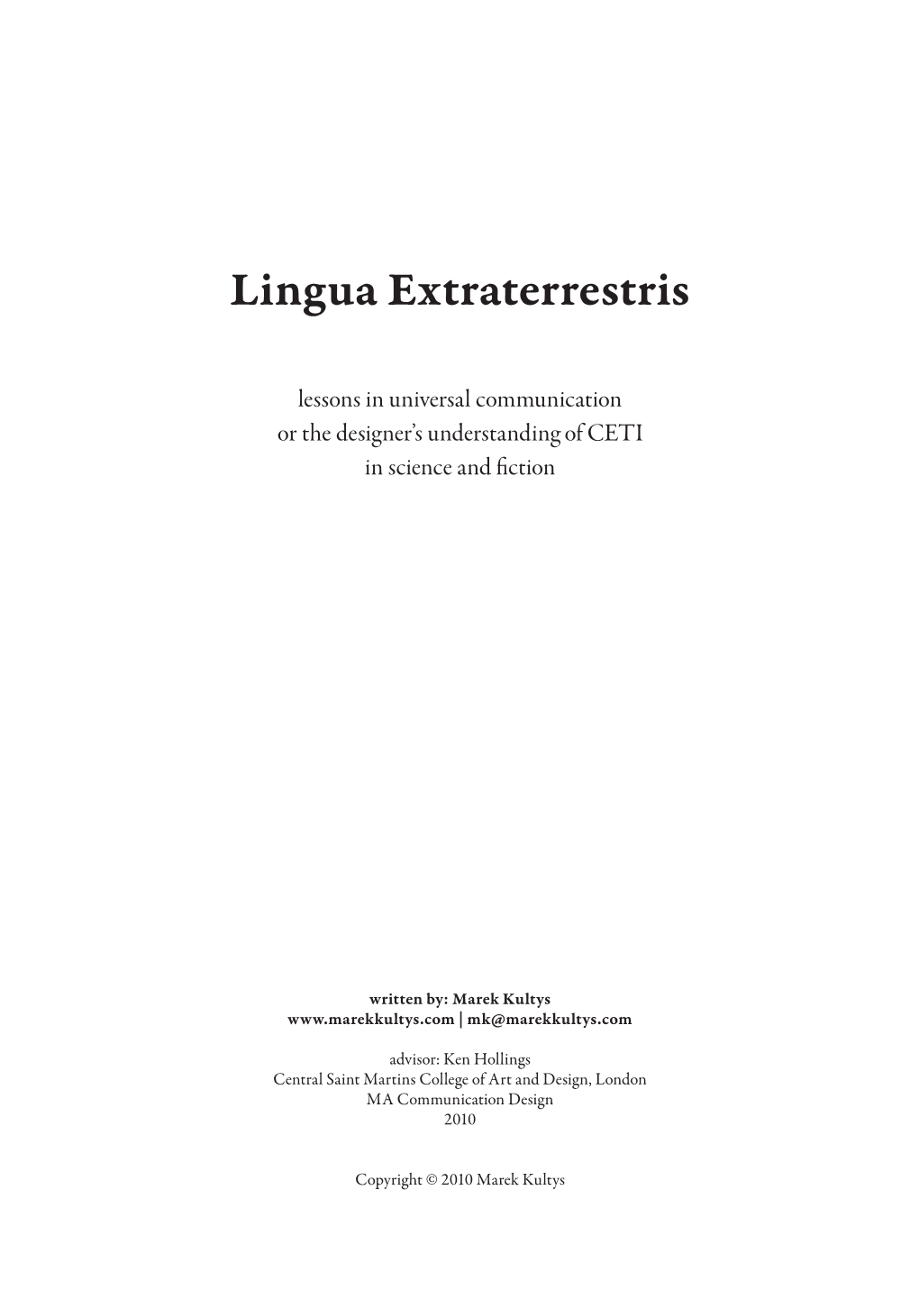 Lingua Extraterrestris