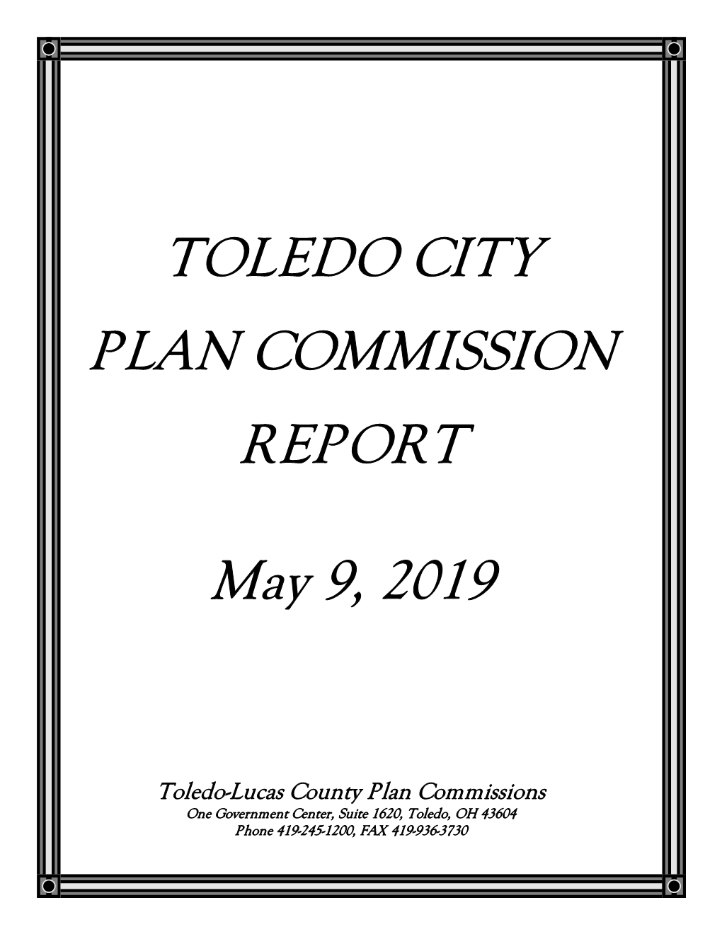 TOLEDO CITY PLAN COMMISSION REPORT May 9, 2019